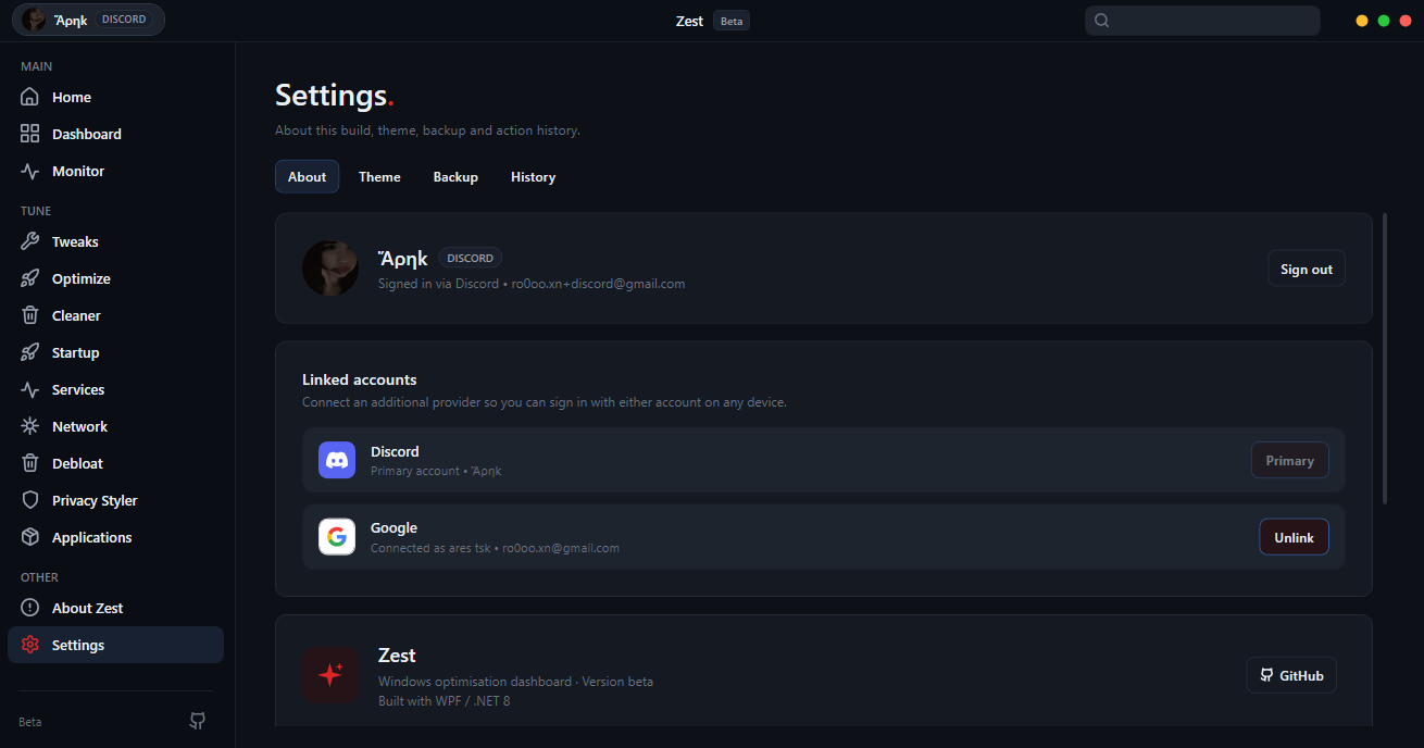 Zencore Settings
